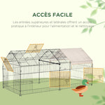 Clôture pour petits animaux cage pour animaux domestiques cadre en métal galvanisé 4 piquets de sol noir et beige