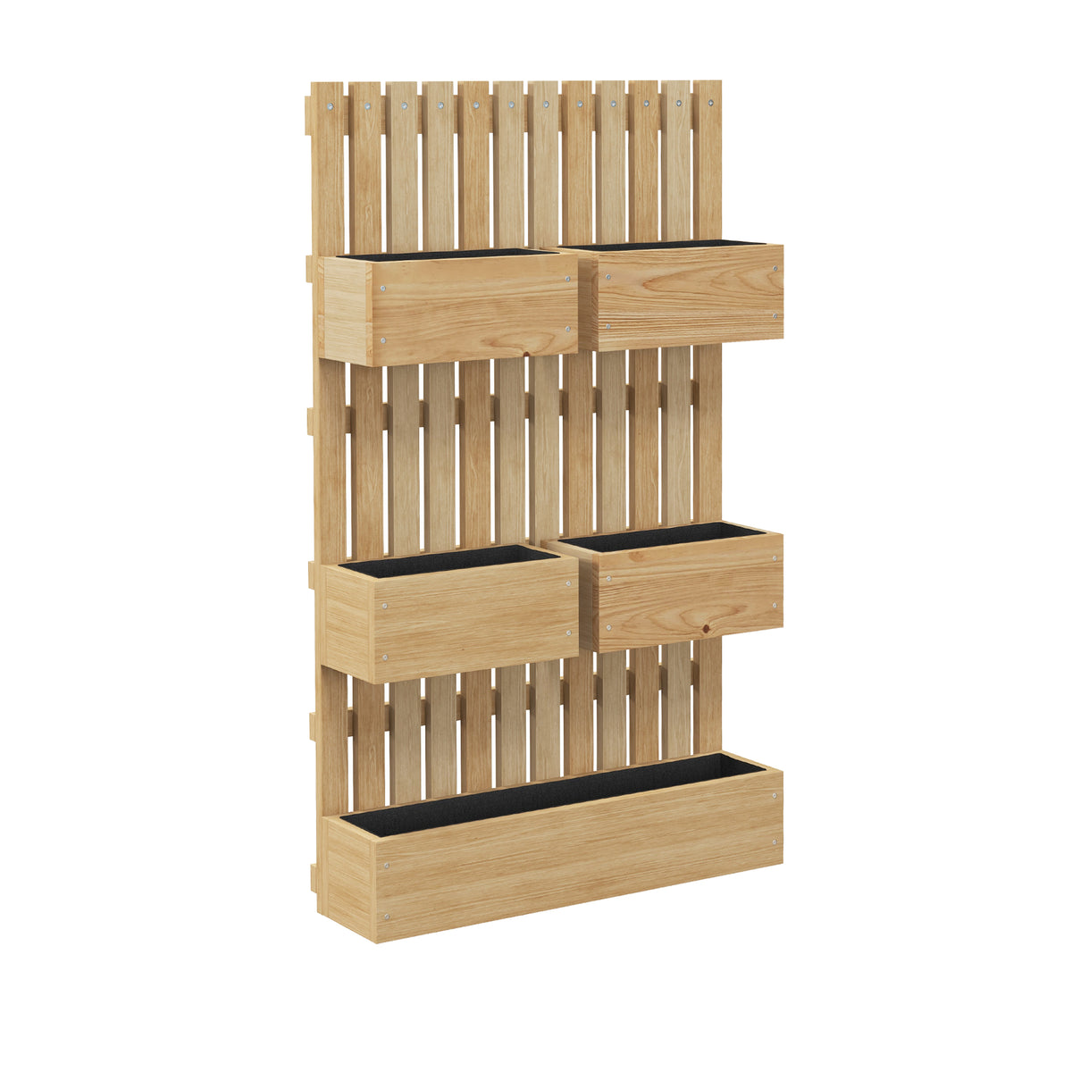 Jardinière murale potager avec 5 bacs treillis en bois massif amovibles 60 x 16 x 100 cm
