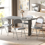Lot de 4 chaises pliantes et portables intérieur avec assises et dossiers rembourrés en velours, cadre en acier, gris clair