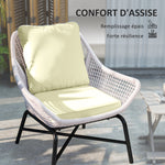 Ensemble de 2 coussins d'assise avec dossier, coussin d'assise et de dossier extérieur et intérieur, crème