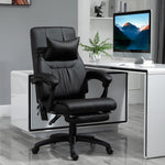 Fauteuil de bureau manager massant repose-pied + tétière intégrés dossier inclinable hauteur réglable 68 x 79 x 104-112 cm noir