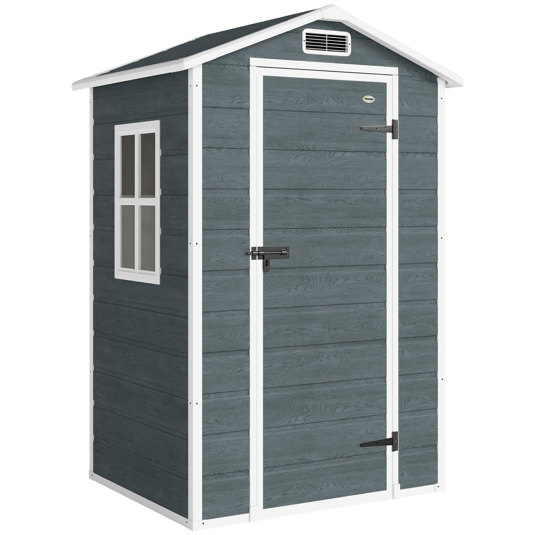 Abri de jardin en plastique avec plancher porte verrouillable fenêtre et ventilation  128 x 104 x196 cm gris