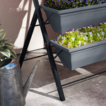 Jardinière surélevée avec étages jardinière verticale avec 5 bacs à fleurs trous de drainage cadre en acier gris