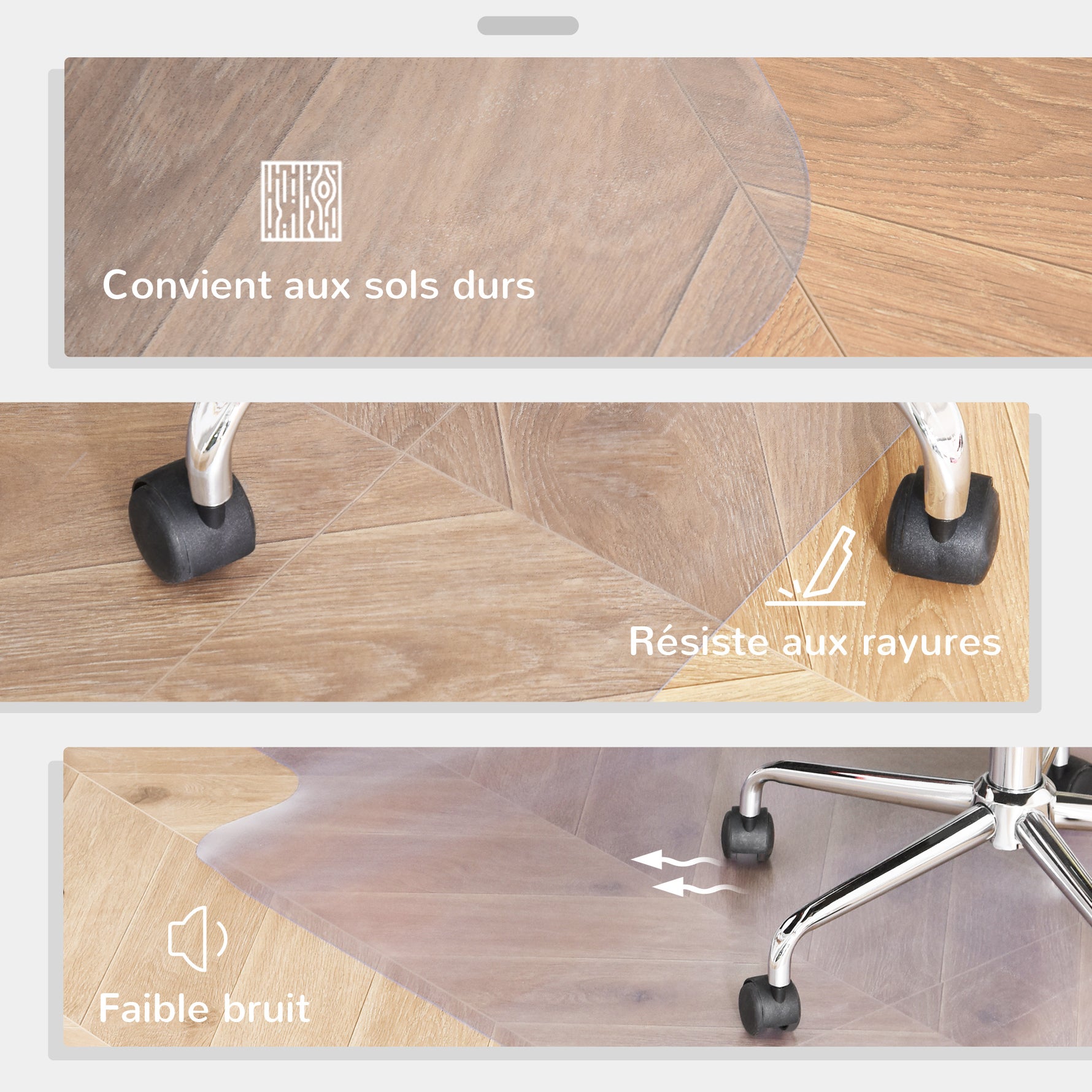 Tapis chaise de bureau 90 x 120 cm antidérapant, tapis de sol bureau résistant aux rayures, transparent