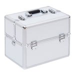 Mallette maquillage valise maquillage à 3 niveaux, boîte de cosmétiques avec clés, 36,5 x 24 x 29 cm, argent