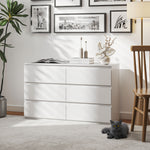 Commode 6 tiroirs meuble de rangement sans poignées design minimaliste 120 x 39 x 75 cm blanc