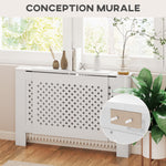 Verstelbare radiatorombouw modern design, uitschuifbare lengte 136-200 x 21,5 x 91,7 cm, wit