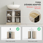Meuble salle de bain sous Lavabo - meuble sous-vasque - placard 2 portes avec étagère - 60L x 30l x 59,8H cm