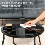 Salon de Jardin 4 Pièces avec Coussins Épais 8cm Ensemble Mobilier Extérieur en Acier et Textilène Respirant Gris