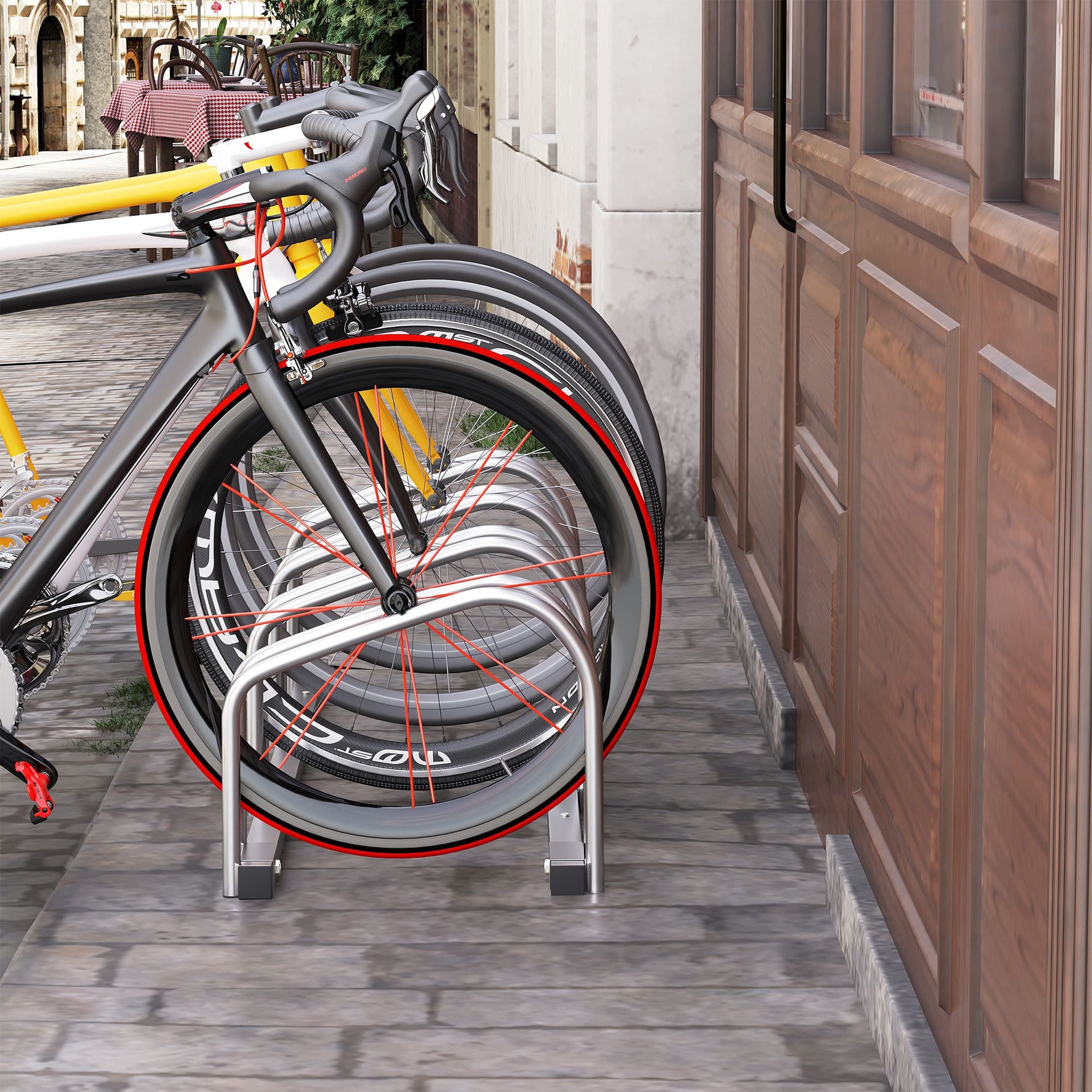 Râtelier 4 vélos dim. 110L x 33l x 27H cm acier galvanisé argent