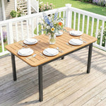 Table de Jardin 6 Personnes Rectangulaire en Bois Composite Cadre en Métal et Plateau à Lattes 127x70cm Marron
