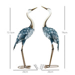 Lot de 2 statues de jardin sculpture de la grue décoration d'oiseau extérieure acier pour terrasse balcon cour pelouse