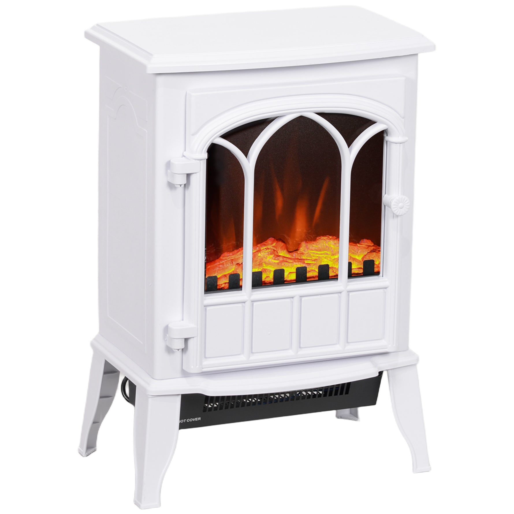 Cheminée électrique sur pied 1000/2000 W, fausse cheminée décorative avec effet flamme LED, blanc