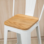 Lot de 4 tabourets de bar industriel avec dossier repose-pied hauteur assise 76 cm métal crème