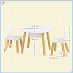 Ensemble 1 table ronde, 2 chaises pour enfant 3 pièces, dossier en forme d'ours, activités, bricolage, repas, 3-6 ans