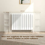 Cache-radiateur avec étagères de rangement ouvertes, couvercle de radiateur en bois à lattes, 152x19x83cm, blanc