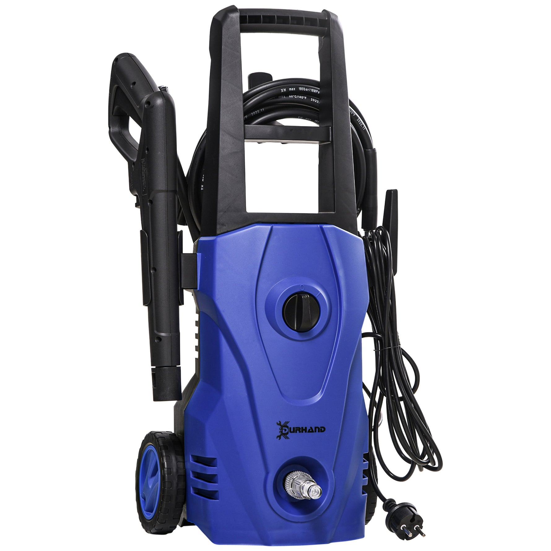 Nettoyeur Haute Pression 1600W, Débit 432 L/h, Pompe en Aluminium 130 Bars, Tuyau 6m, Flacon de Savon, Bleu