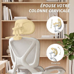 Chaise Bureau Ergonomique avec Appui-Tête Réglable, Fauteuil de Bureau Inclinable en Maille, Dossier Séparé, Gris