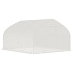 Serre de jardin tunnel 10,4 m² serre de jardin anti-UV porte zippée enroulable fenêtres maille 350 x 300 x 200 cm blanc