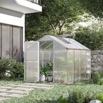 Serre de jardin en aluminium polycarbonate, serre avec fenêtres supérieures réglables, porte battante, abri extérieur résistant aux intempéries pour plante fleur, 242x190x195 cm, transparent