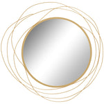 Miroir rond en métal filaire doré, décoration style moderne, diamètre Φ65 cm