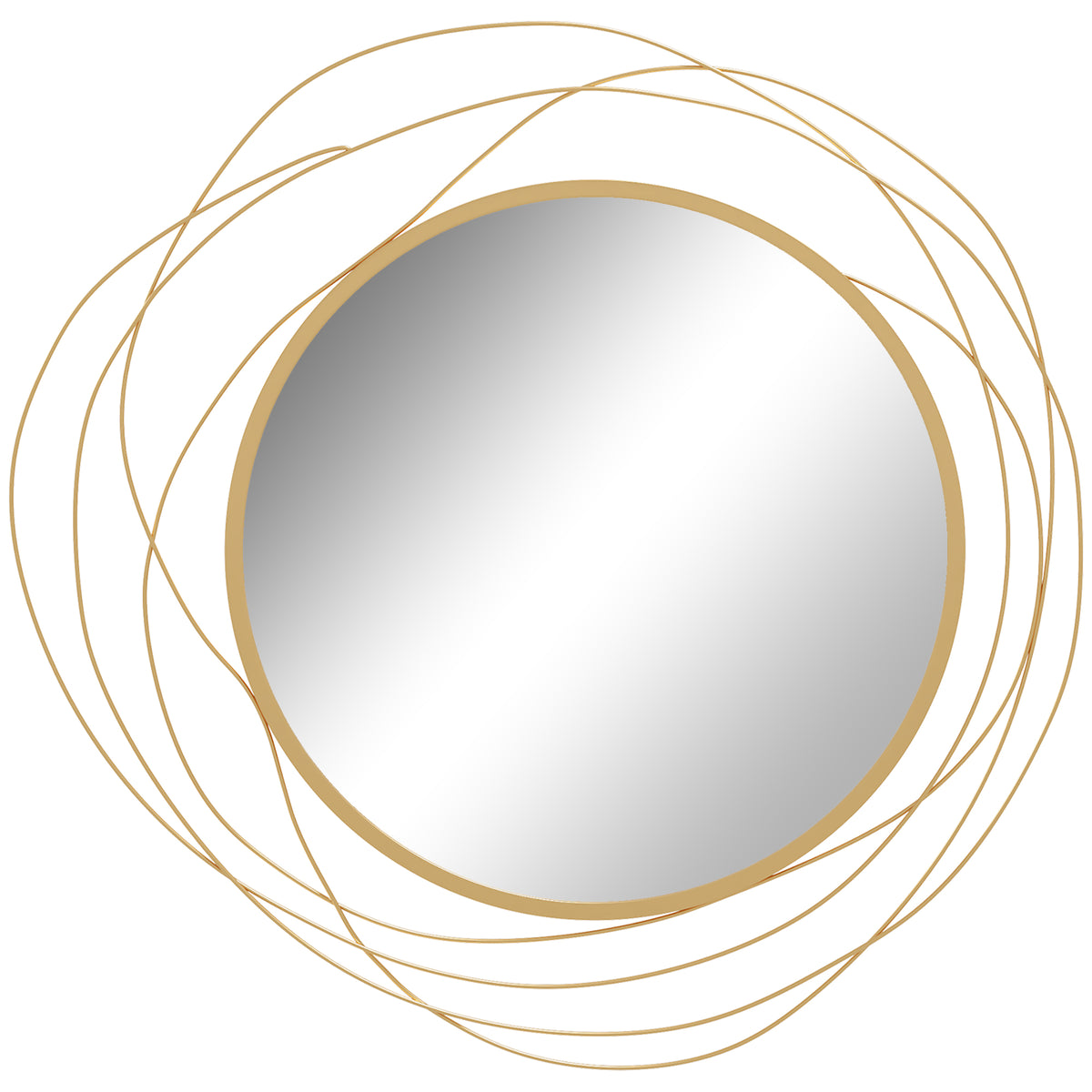 Miroir rond en métal filaire doré, décoration style moderne, diamètre Φ65 cm