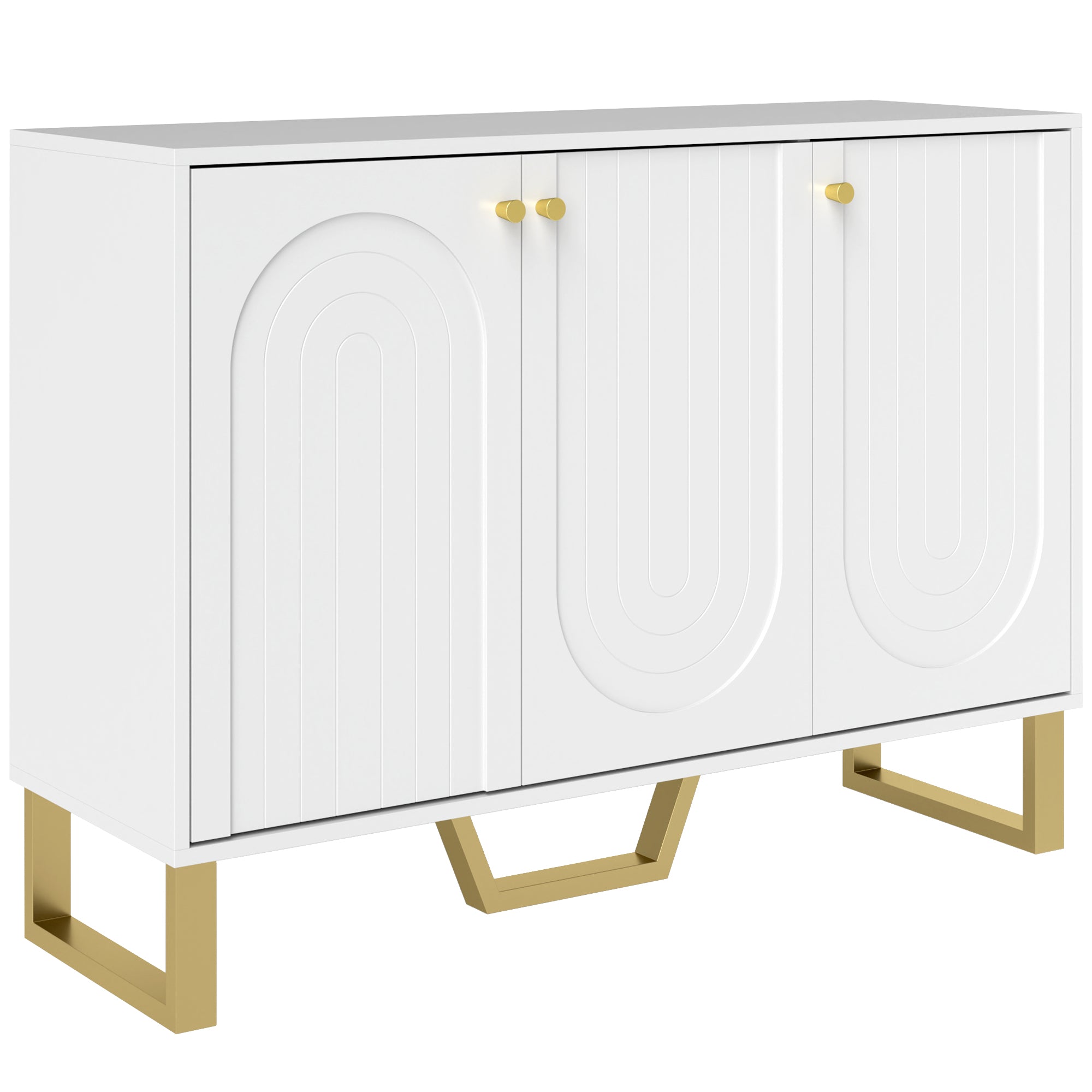 Sideboard mit Türen und verstellbarem Regal, 106,5 x 35 x 77,5 cm, weiß