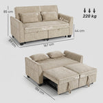 Canapé Convertible 2 Places 4 en 1, Canapé-Lit d'Angle en Chenille 167cm, Dossier Réglable, Assise Large, Marron