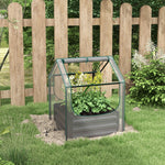 Carré potager de jardin avec mini serre, jardinière surélevée en acier galvanisé, 70 x 70 x 90 cm, gris foncé