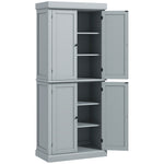 Armoire de cuisine buffet cuisine style moderne avec placards, étagères réglables, 76 x 40,5 x 184 cm, gris