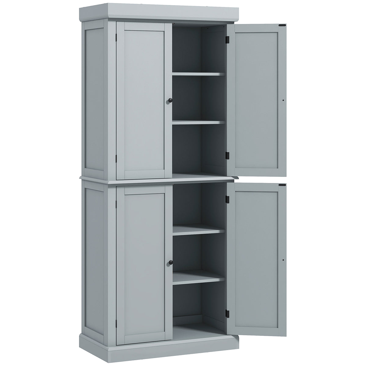 Armoire de cuisine buffet cuisine style moderne avec placards, étagères réglables, 76 x 40,5 x 184 cm, gris