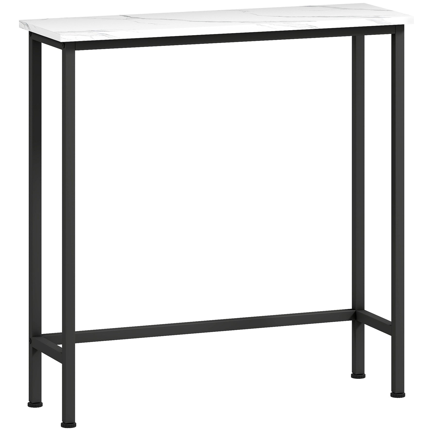 Console meuble 75 cm, table console plateaux en effet marbre, cadre en métal, style moderne blanc et noir