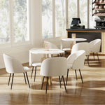 Juego de 2 sillas de comedor con respaldo de tela efecto lana de borreguito, patas de acero, 55 x 62 x 80 cm, beige negro