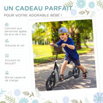 Trottinette enfant patinette pneus 30 cm Hauteur Guidon réglable poignée Frein et béquille Acier pour enfants à partir de 5 ans Noir