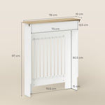 Cache-radiateur avec tiroir de rangement, meuble cache-radiateur en bois à lattes verticales, 78 x 19 x 97 cm, blanc
