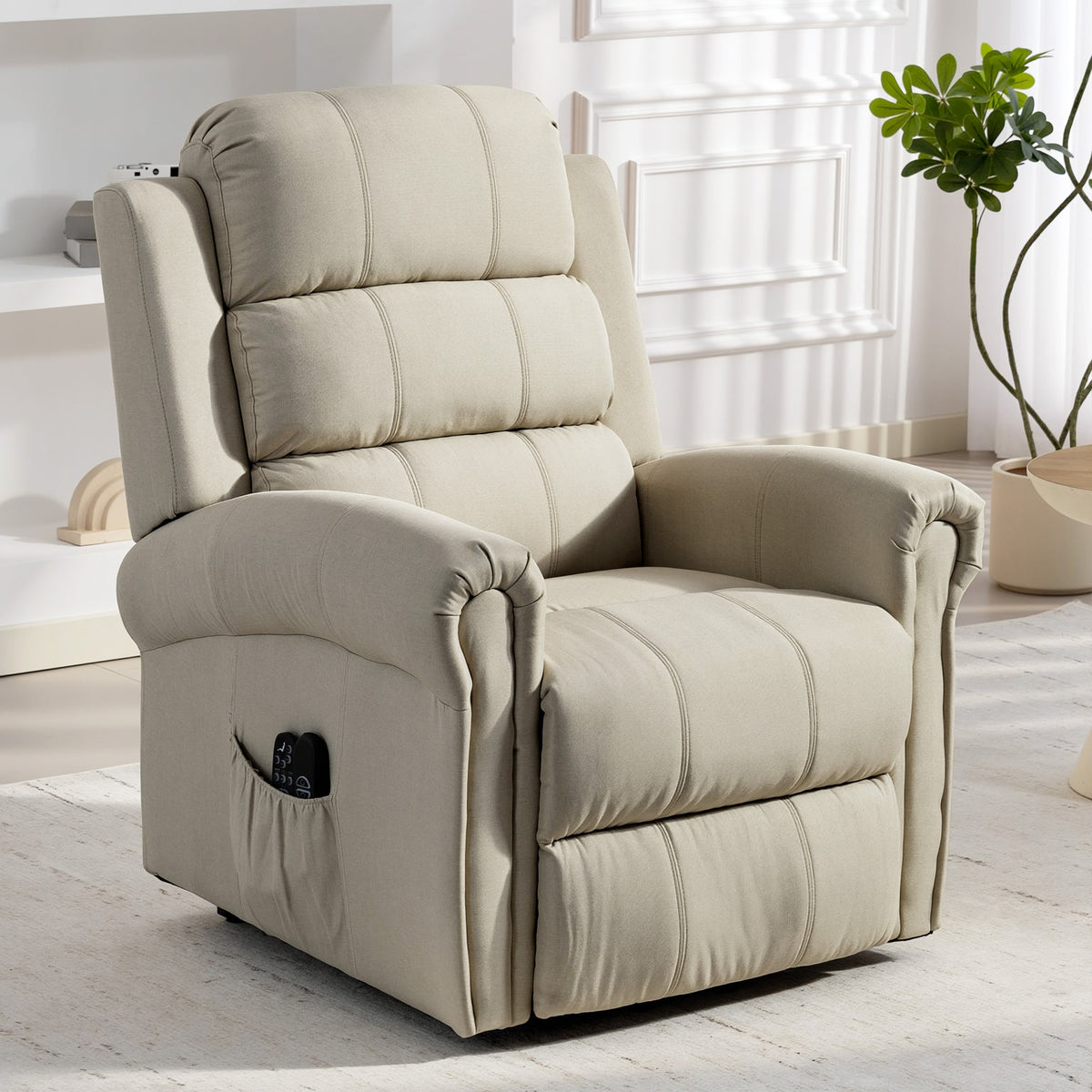 Fauteuil releveur électrique, fauteuil relax électrique avec fonction massage et chauffage, 87 x 87,5 x 108 cm, beige