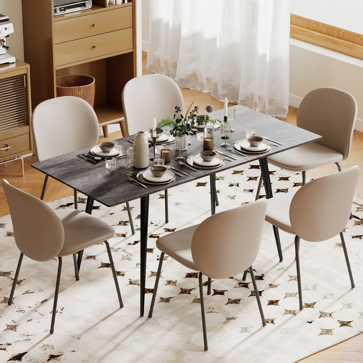 Table à manger pliante table extensible 120-160 cm jusqu'à 6 à 8 personnes avec pieds en acier, gris