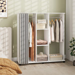 Armoire penderie Meuble de Rangement Mobile 6 roulettes 120L x 40l x 128H cm en bois blanc