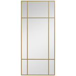 Miroir mural verrière rectangulaire style fenêtre, horizontal ou vertical avec 4 crochets, en métal doré - 110x50 cm