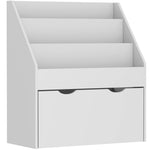 Bibliothèque pour enfants Multi-Rangement avec 3 niveaux d'étagères et un tiroir, 62,5L x 30l x 70H cm, gris