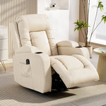 Fauteuil inclinable de massage et chauffage, fauteuil de relaxation, dossier réglable, pivotant 360°, 82x99x103cm, crème
