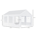 Tente de réception chapiteau de jardin chapiteau barnum 4 parois amovibles portes zippées idéal pour fête mariage soirée 6 x 4 x 2,8 m acier toile polyéthylène 180 g/m² blanc