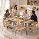 Mesa de comedor extensible ovalada para 4 a 6 personas, mesa de cocina 120-160 cm, bordes redondeados, roble