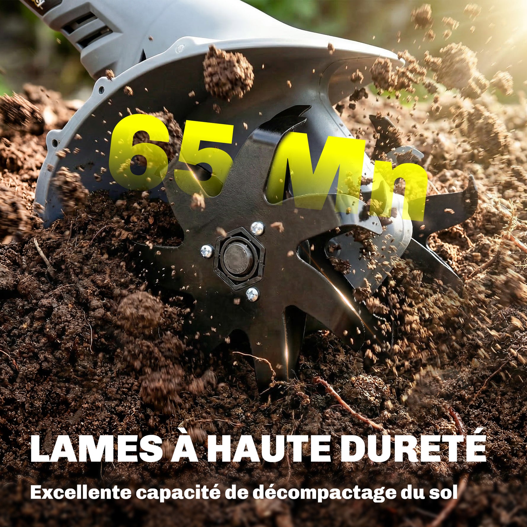Motobineuse sans Fil Motoculteur Électrique 18V 355W avec 2 Batteries 4,0Ah Léger et Anti-mal de Dos, Largeur 20cm Gris