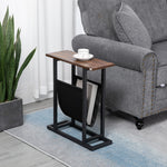 Tavolino da divano con portariviste struttura in acciaio design industriale 49 x 19 x 55 cm nero marrone scuro