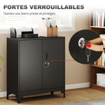 Büroschrank mit 2 Ebenen, Metall-Büroaufbewahrung mit 2 abschließbaren Türen, 80 x 35 x 91 cm, schwarz