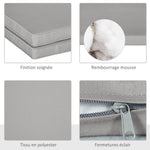 Lot de 2 Coussins de Chaise Fauteuil de Jardin Coussins d'assise déhoussables Rembourrage 5 cm Polyester Gris clair