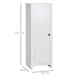 Armadietto da appoggio credenza cucina mobiletto multiuso per bagno salvaspazio stile classico con 2 ripiani regolabili - Altezza 120 cm in legno bianco