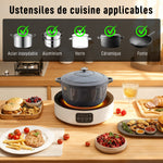 Plaque de cuisson et de barbecue 2 en 1 céramique, 2000 W, 4 niveaux puissance, chauffage infrarouge, blanc