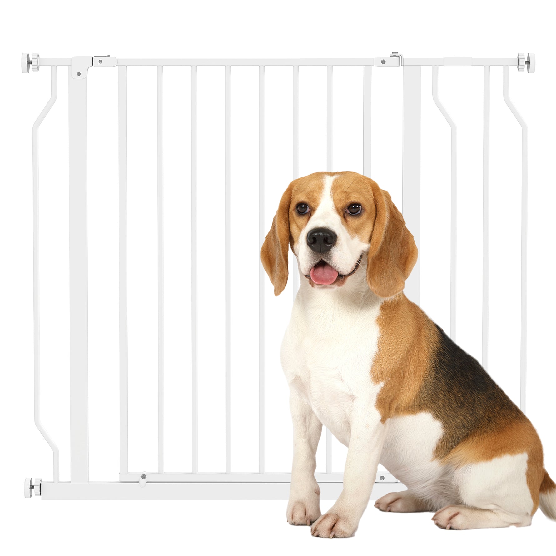 Barrière de sécurité chien barrière extensible 75-95 x 76 cm barrière escaliers couloirs portes sans perçage en acier et ABS blanc